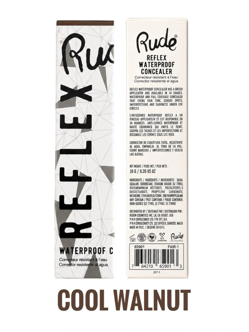 Rude Reflex Cool Walnut Built-in Brush Waterproof Corrector Concealer No Smudge